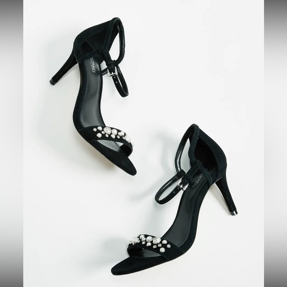 MICHAEL KORS Simone Black Suede Pearl Stud Dress Heels NWOT | Size 9 - Picture 1 of 16